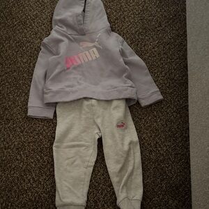 Puma Kids Pink and Gray Jogger Set